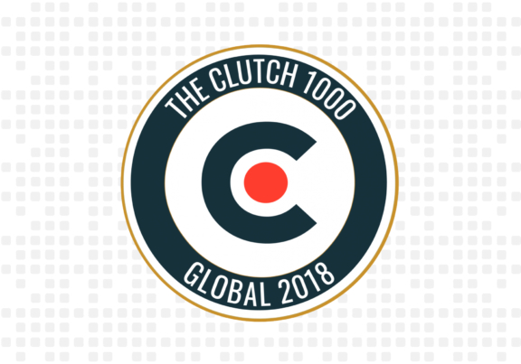 The Clutch 1000 Global 2018 circular badge logo