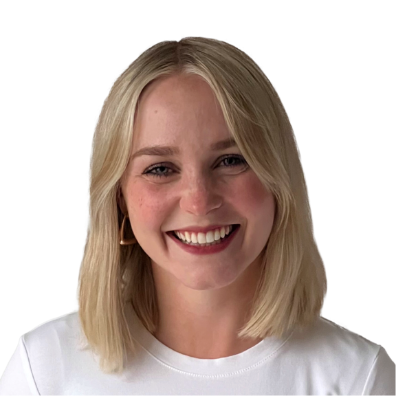 Picture 2 Headshot of a smiling blonde woman wearing a white shirt