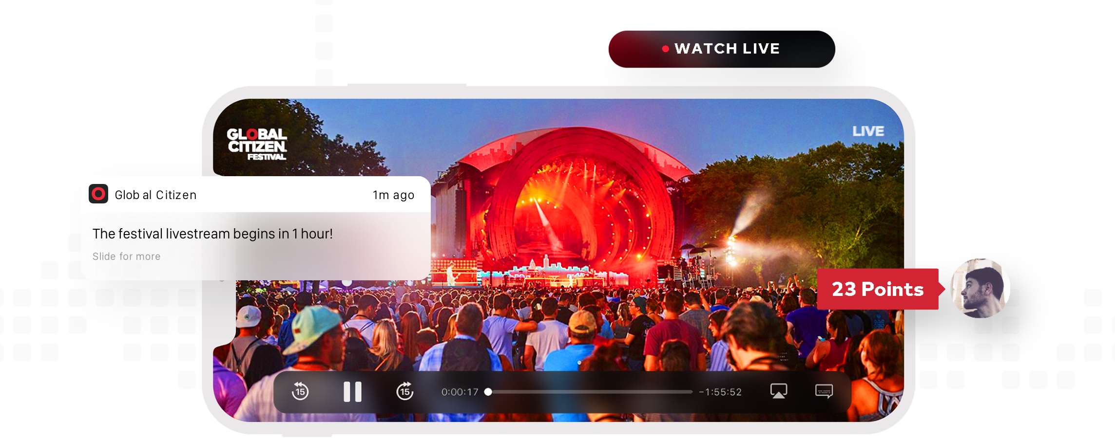 Festival stage and crowd on mobile